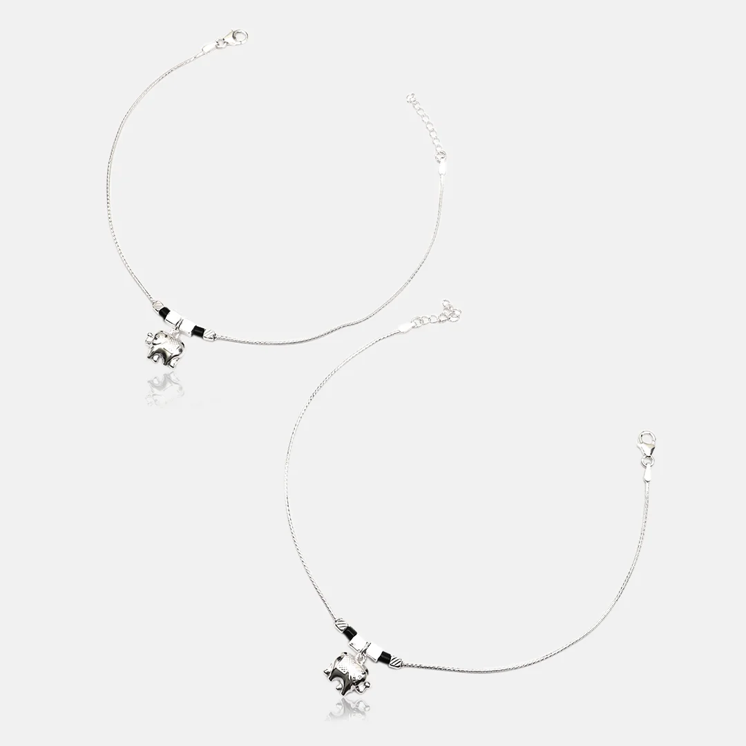 Pure Silver 925 Anklet With Elephant Ornament For Woman