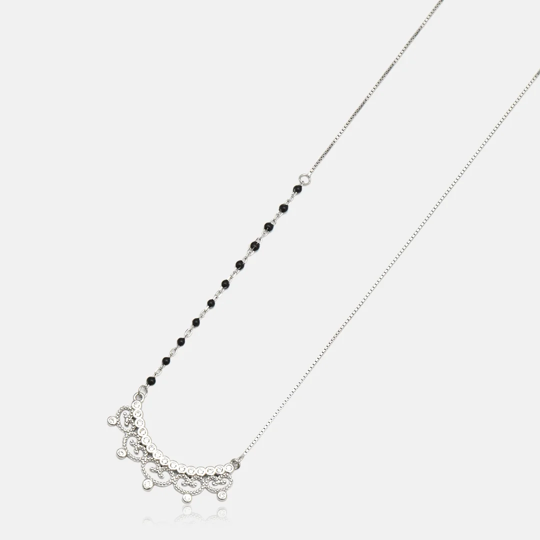 Pure Silver 925 Laxmi Thali Shape Mangalsutra For Ladies