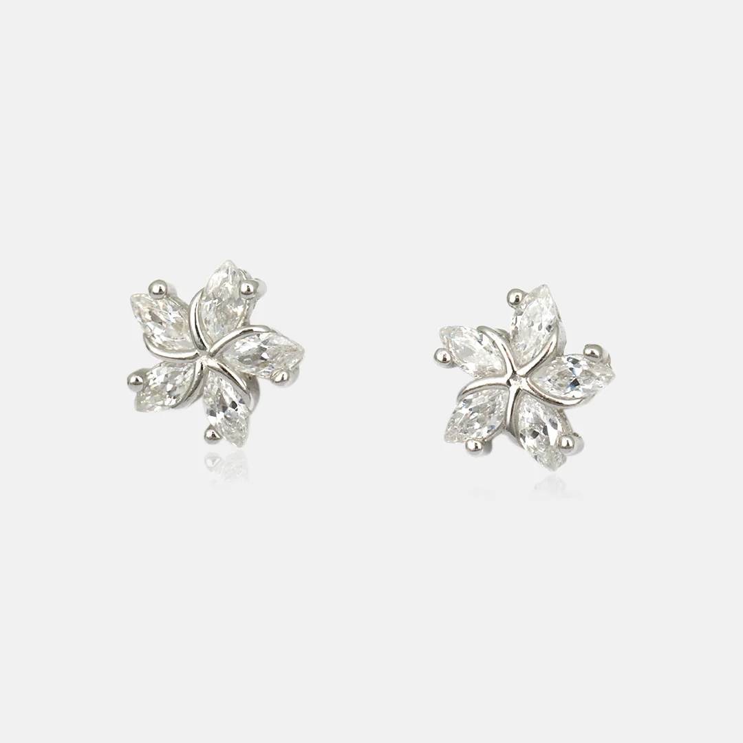 Pure Silver 925 Sparkling Bloom Tops For Woman