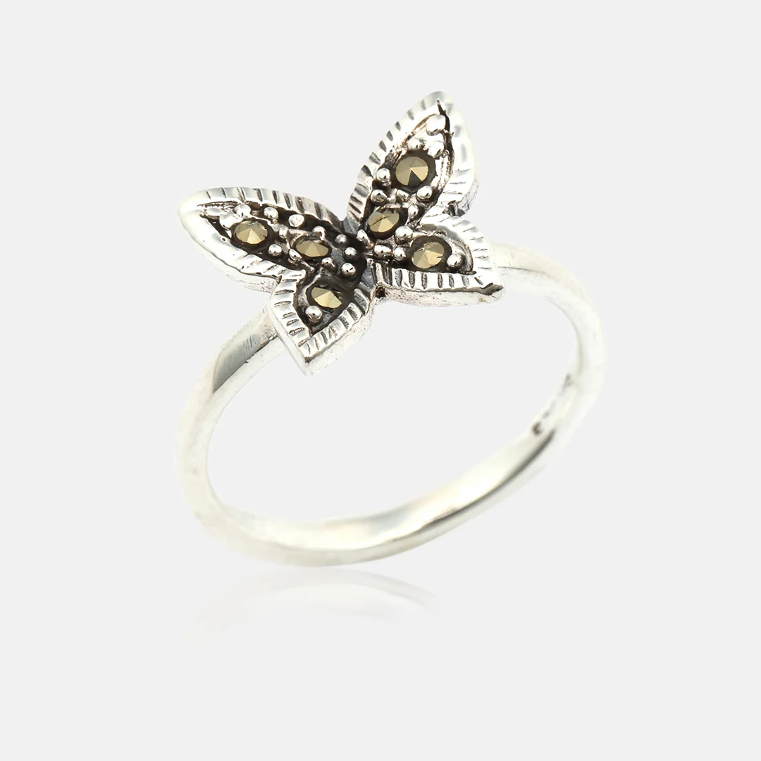 Silver 925 Butterfly Oxidised Ladies Ring