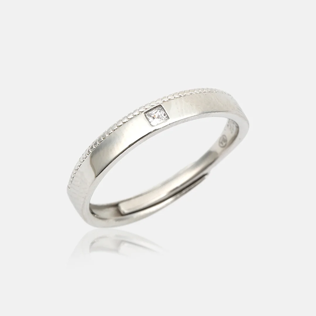 Silver 925 Single Stone Milgrain Ladies Ring