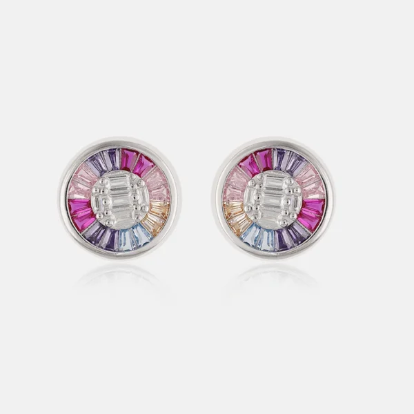 Pure Silver 925 Earring With Colourful Stone For Women's