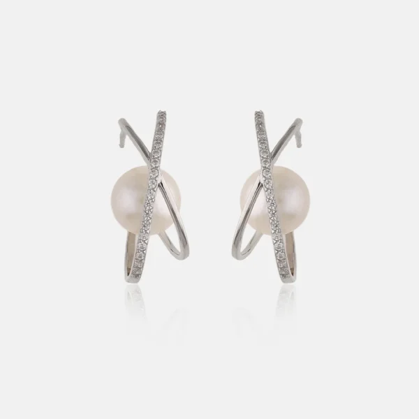 Pure Silver 925 Earring With Fresh Water Pearl For Women's