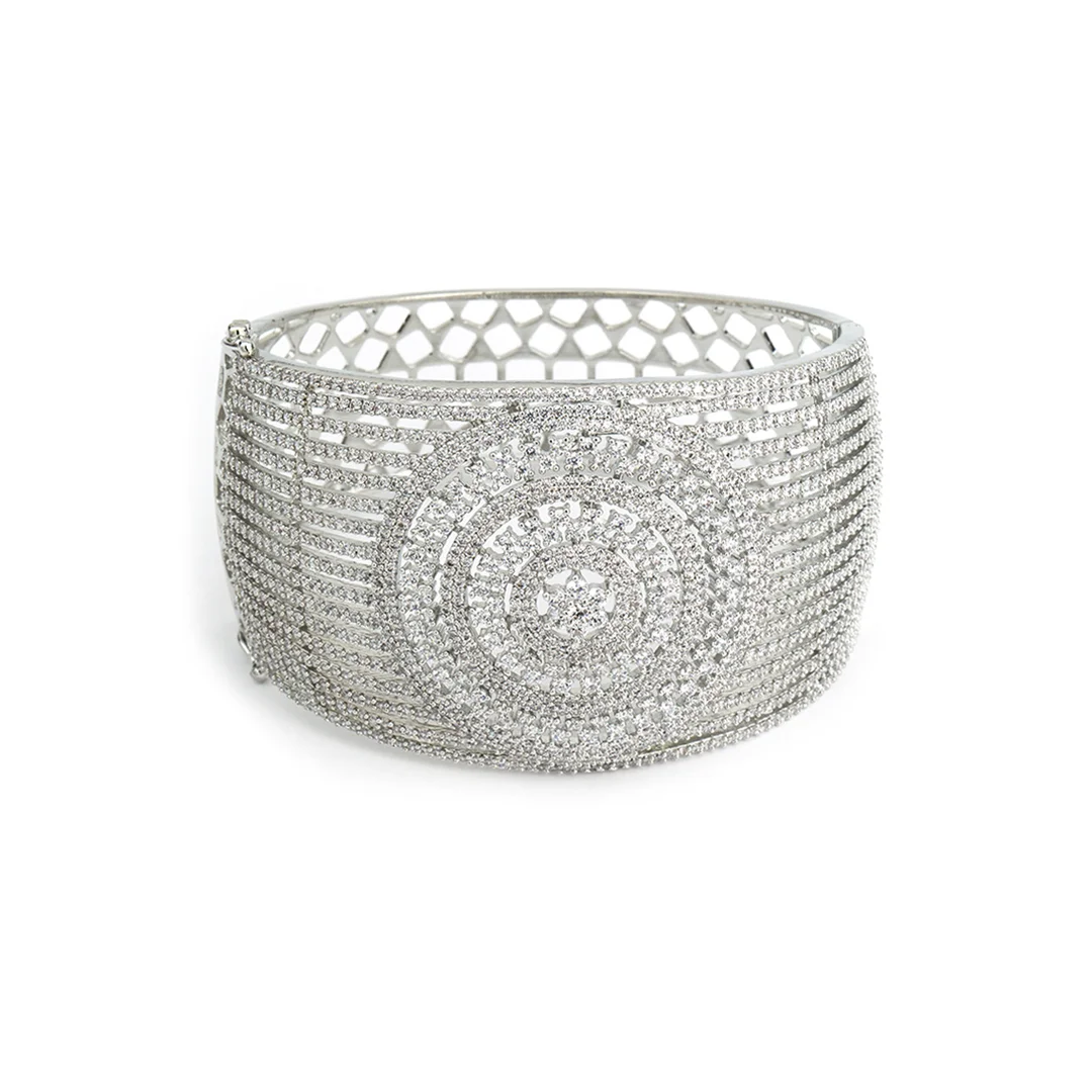 Crafted Bracelet With Multiple White Stones Studded For Women's