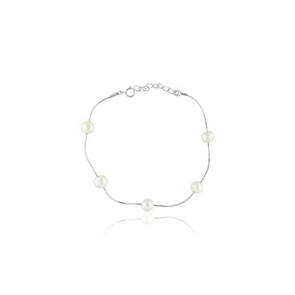 925 Sterling Silver Bracelet With Fresh Water Pearl Design For Womens