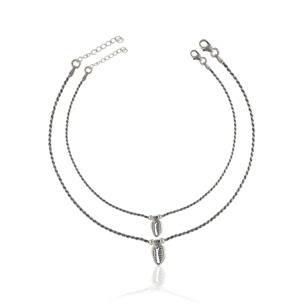 925 Sterling Silver Payal Shankh Pendant  Studded For Womens