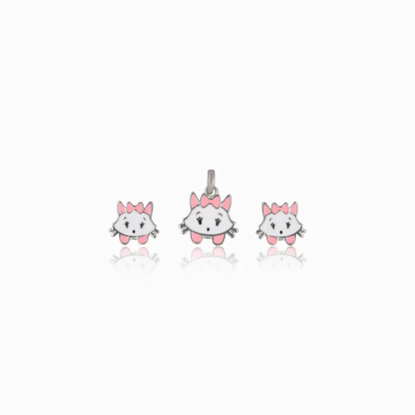 925 Sterling Silver stone studded Pendant Tops With cute kitten charm design