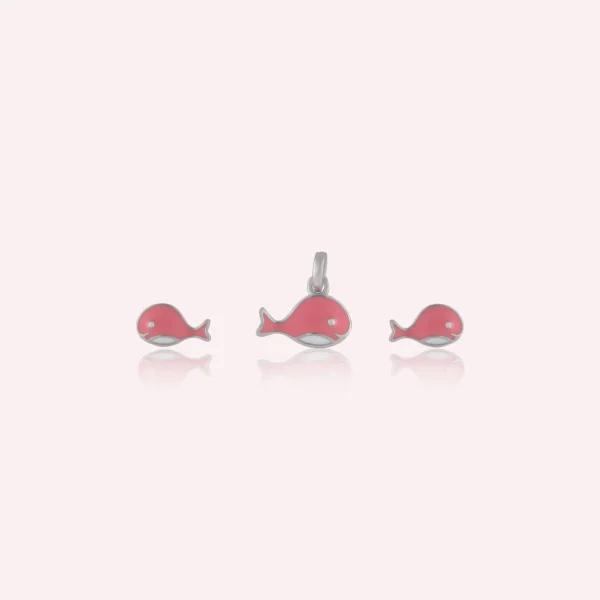925 Sterling Silver  stone studded Pendant Tops With cute whale charm design