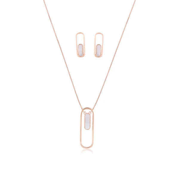 925 Sterling Silver Rose Gold Chain with  Paper Motif  Design Pendant  and Tops For Womens