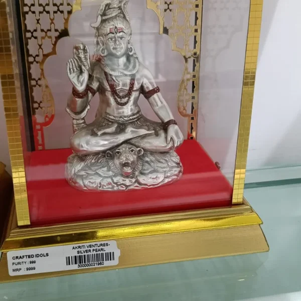 999 silver crafted Shiv Idol sitting in a deep meditative state with a silver body plated Idol
